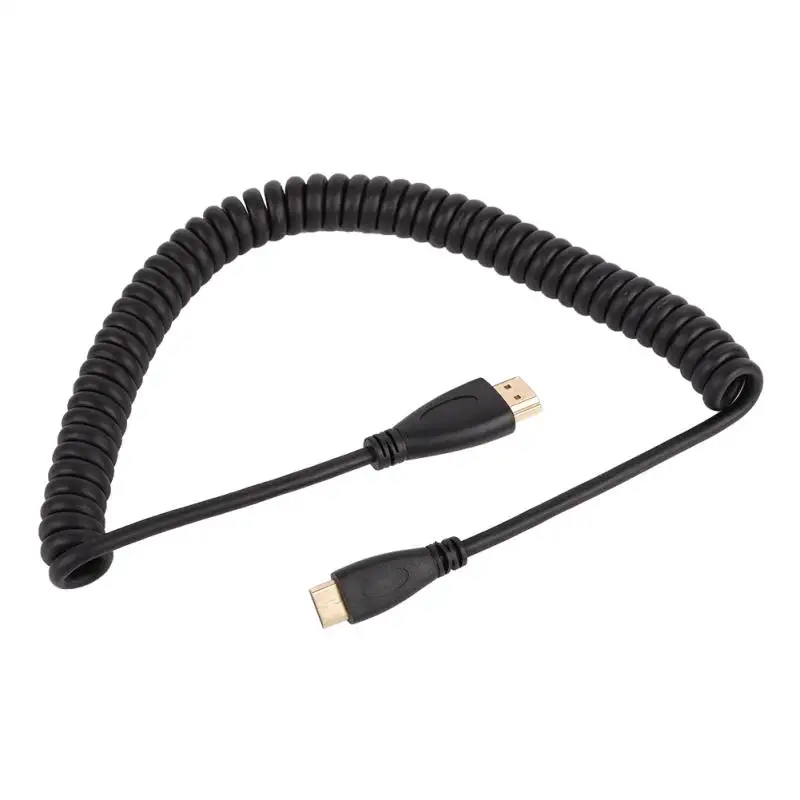

V1.4 DSLR hdmi HD Cables HDMI to Right Angle Mini HDMI Micro Hdmi Spring Curl Flexible Cable
