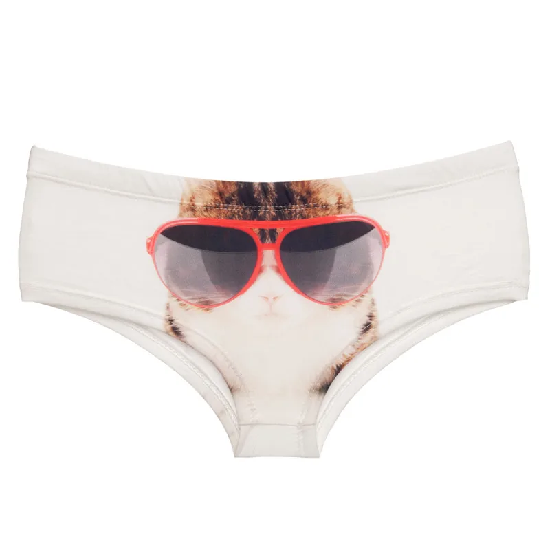 

DeanFire Kawaii 3D Panties Women Underwear GLASSES CAT Funny Print Lovely Push Up Briefs lingerie thong for female