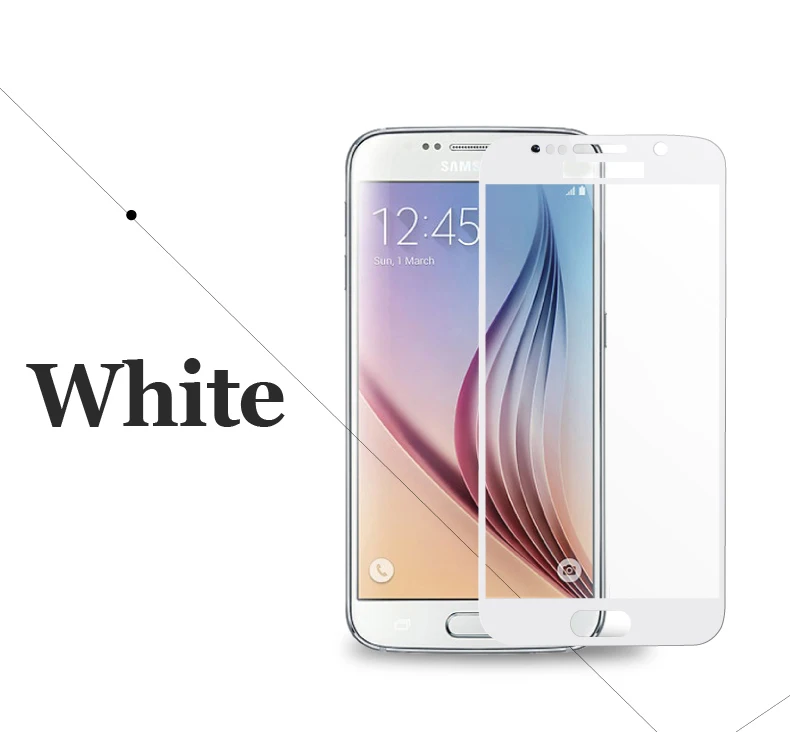 2 шт Стекло для samsung S6 sm-g920f Полный экран протектор для samsung Galaxy S6 закаленное стекло G920 FD защитная пленка S 6 - Цвет: White