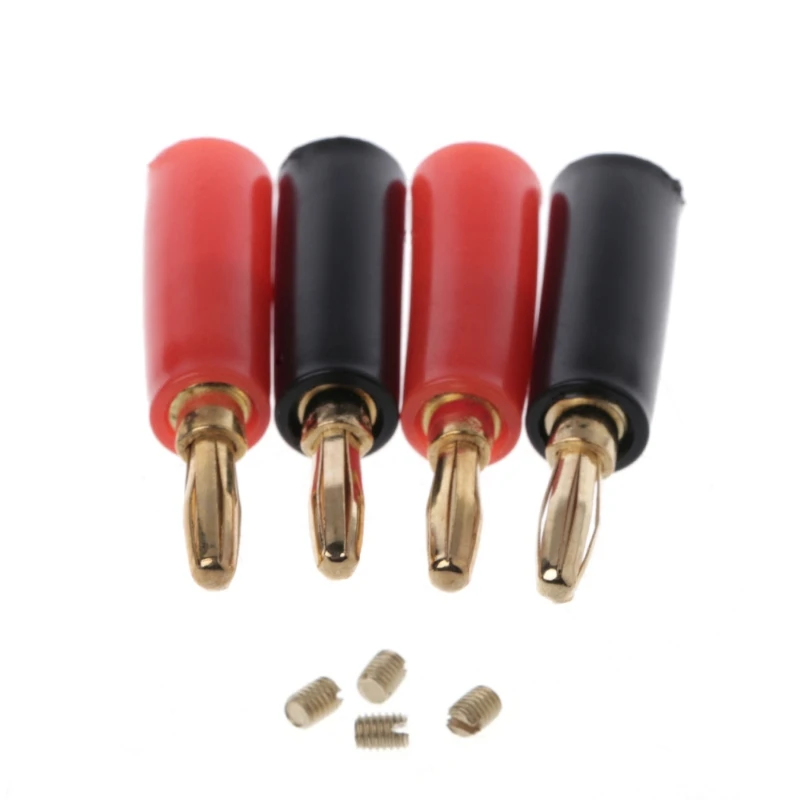 

4 Pcs 4mm Solderless Gold Plated Audio Speaker Banana Connector Wire Cable Screw Plug