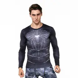 2019 Человек-паук рубашка для бега Мужская быстросохнущая футболка с длинным рукавом для тренировок компрессионная Мужская спортивная