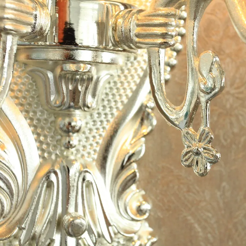 European Candle Crystal Wall Lamp Living Room Dining Room Silver Double Head Sconce Wall Lights Warm antique Led Wall Light European Candle Crystal Wall Lamp Living Room Dining Room Silver Double Head Sconce Wall Lights Warm antique Led Wall Light