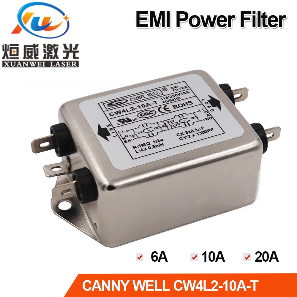 CANNY WELL EMI Power Filter CW4L2-20A-T Single-phase Double-section Power Filter CW4L2-10A -T CW4L2-6A -T 