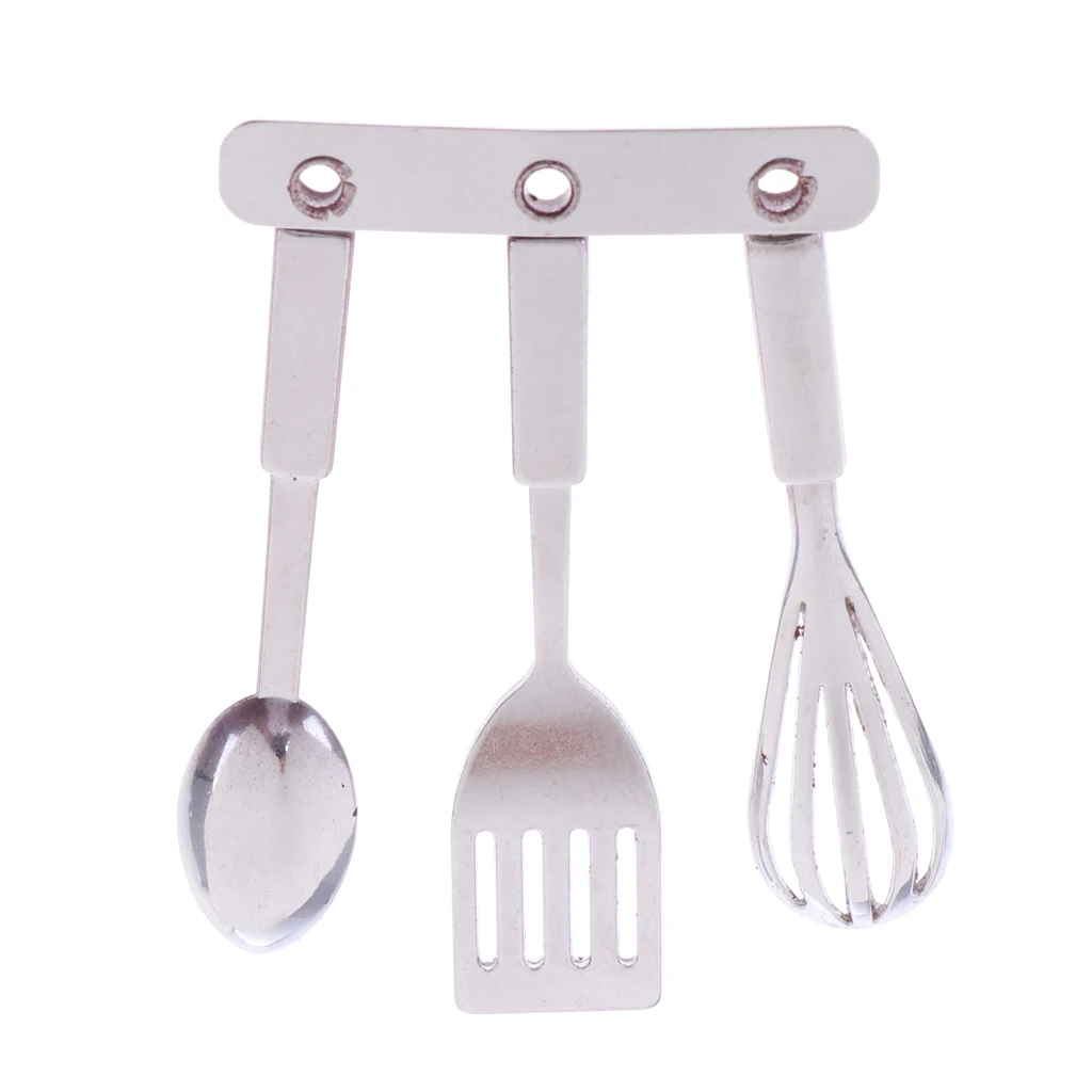 1/12 Scale Metal Eggbeater Fork Scoop Kitchenware Dollhouse Miniature Kitchen Accessories