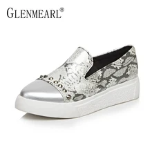 Модные женские лоферы на плоской подошве; брендовая Весенняя женская повседневная обувь на платформе; женские леопардовые кроссовки на толстом каблуке с заклепками