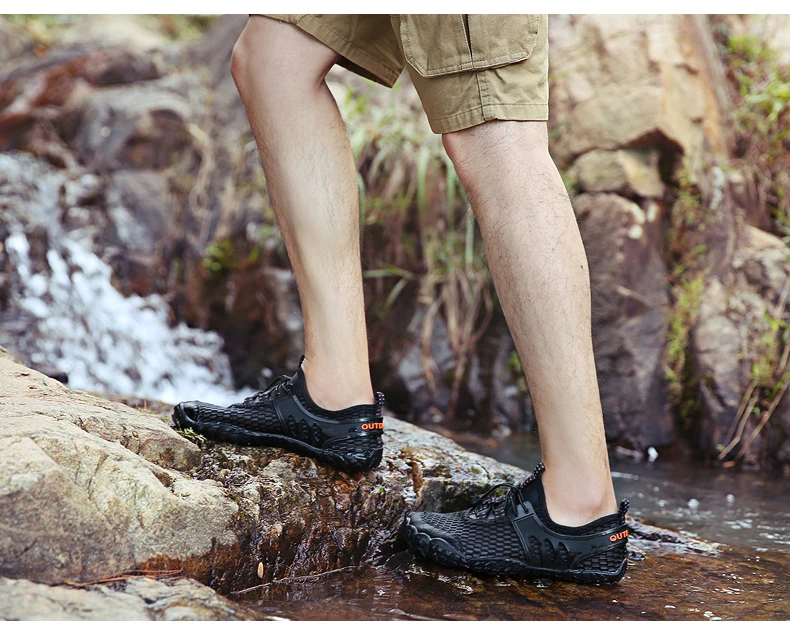 Дышащая спортивная обувь с сеткой; мужской светильник; нескользящие уличные треккинговые кроссовки; пляжная водонепроницаемая обувь для мужчин