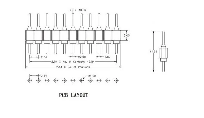 10 шт./лот разъем 40 P PCB позолоченный 2,54 мм мужской и женский 1x40 Pin Однорядный прямой круглый наконечник полосы