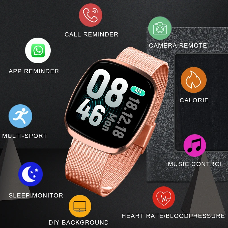 

Toleda T2 Full touch screen smart band music control DIY background fitness tracker with wearfit 2 App