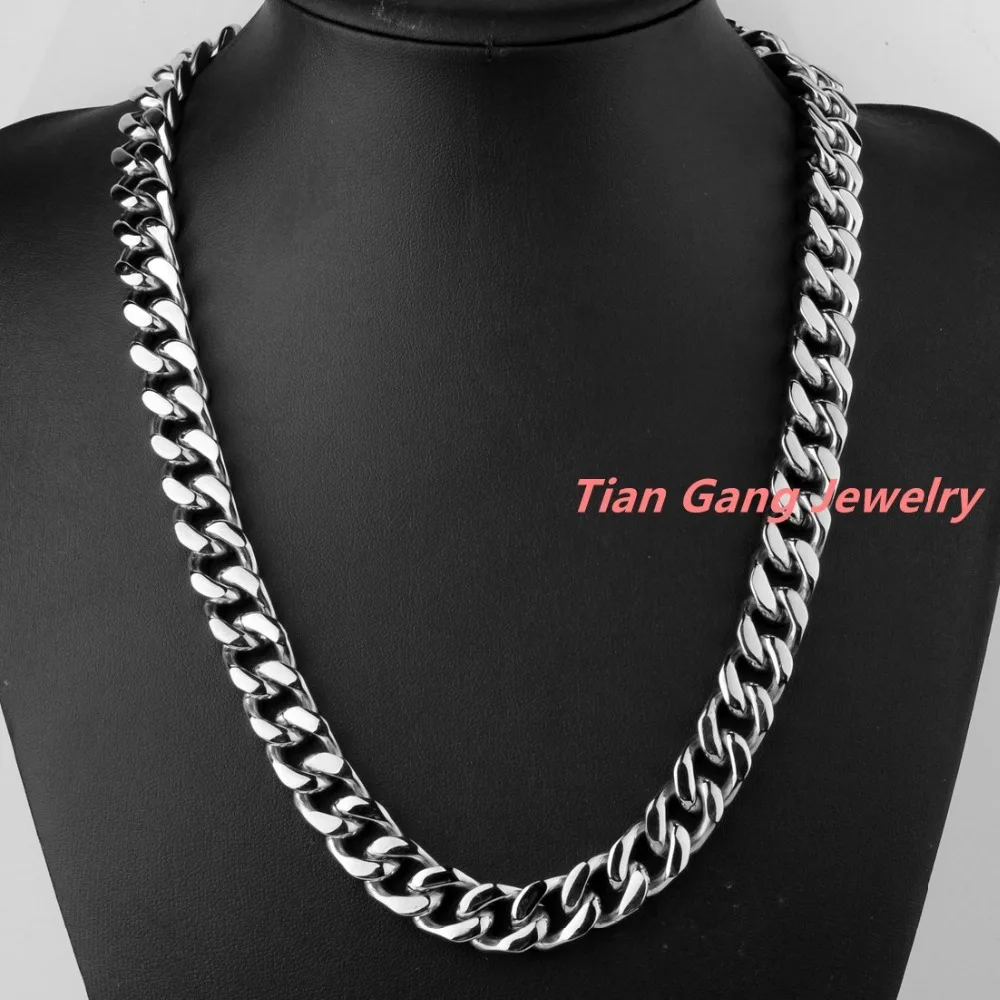 High Quality Men's Necklace 316L Stainless Steel Silver Curb Cuban Link