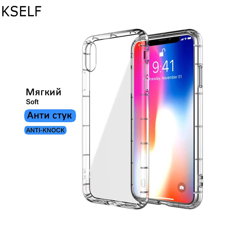 

Luxury Shockproof Bumper Transparent Silicone Phone Case For iPhone X XS Max XR 8 7 6 6S Plus 5S SE Clear protection Back Cover