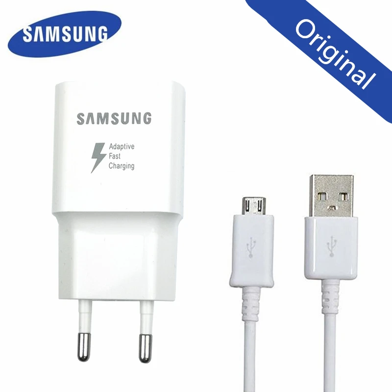 Original qc 3.0 Samsung Galaxy Fast Charger Genuine EU Adapter For note 4 5 J5 J7 S6 S7 Edge a8 a5 a6 s3 1.2M Micro USB Cable
