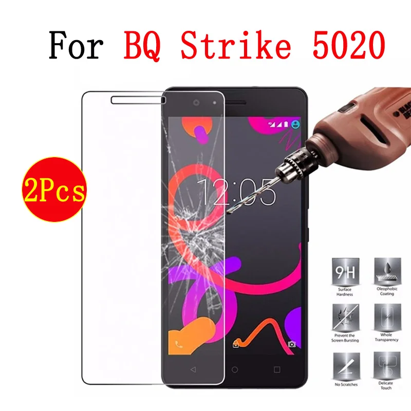 

2 PCS Tempered Glass Screen Protector For BQ Strike 5020 On BQS5020 Protective Films Transparent 9H 2.5D Premium Protection Film