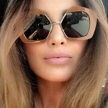 Nuevo Polígono de gafas de Sol de La Vendimia Mujeres Sin Montura Semi Ojo de Gato de Las Señoras Diseñador de la marca Transparente Gafas de Señora Women Sun Glassess gafas de sol