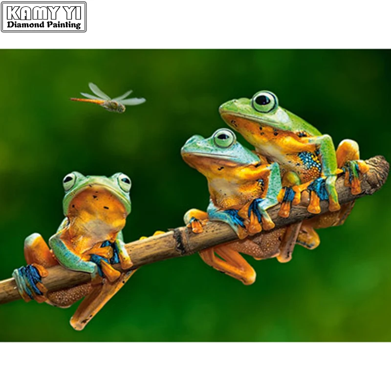 

100% Full 5D Diy Daimond Painting Cross-switch Three Frog Diamond Painting Square/Round Rhinestones Painting Embroidery SY