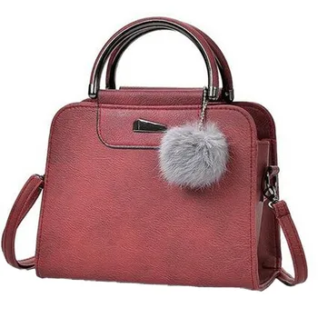 

High Quality Shoulder for Flap ladies Shell Woman Fashion Solid Hair Ball Simple Design Shoulder Bag Messenger Bags