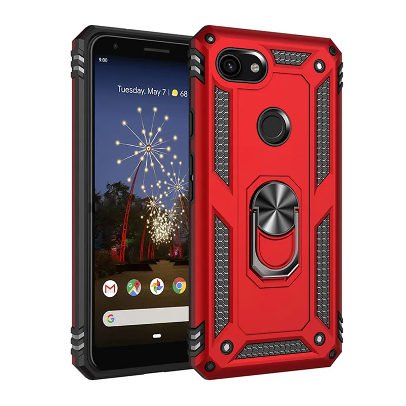 

For Google Pixel 3A / 3A XL Luxury Armor Magnetic Holder Ring Back Cover For Pixel 3AXL Soft Silicone Bumper Coque Capa Fundas