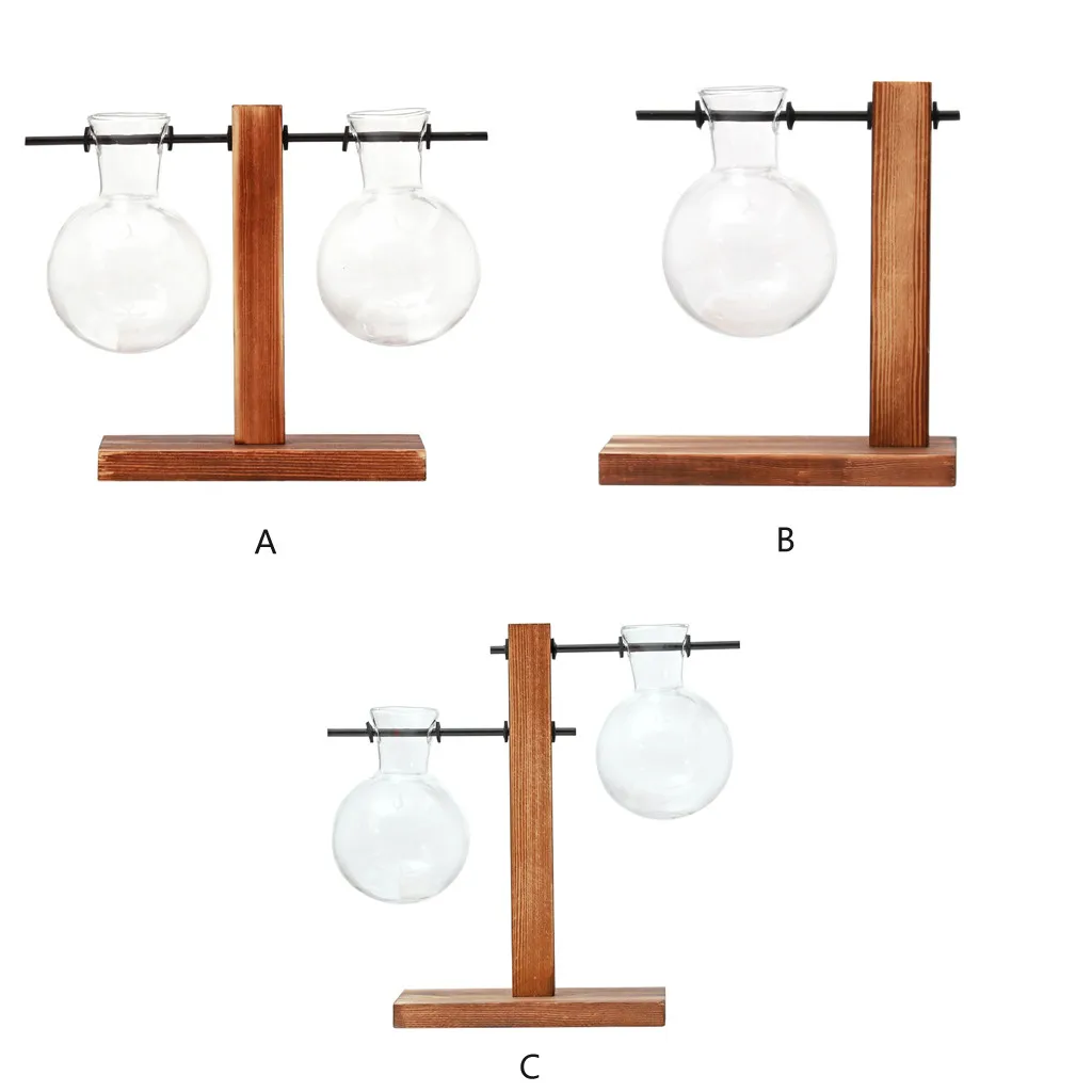 Настольная лампа стеклянная гидропонная ваза цветочный горшок деревянный поднос украшение дома аксессуары для гостиной стиль#80