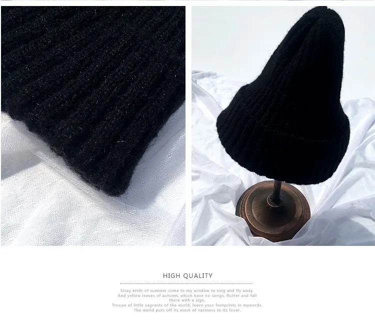 beanie women winter hats for women thick wool skullies beanies for ladies winter beanie hat solid pink black women hats winter hat  (8)