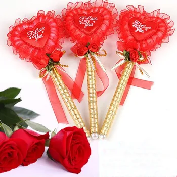 

New Golden Ink Red Pink Love Heart Flower Wedding Pen Guest Signature Pen Wedding Halloween Party Favor Wedding