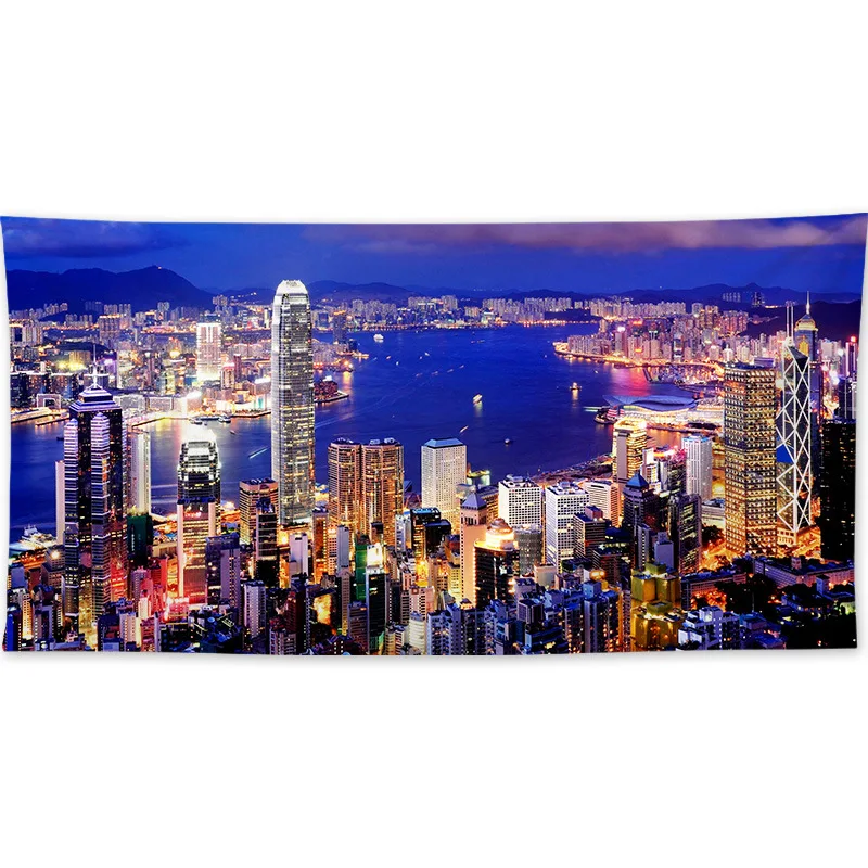 Retro Night Streetscape Printed Brushed Polyester Hanging Tapestry Quality Soft Livingroom Decor Wall Tapestry Bedroom Carpet