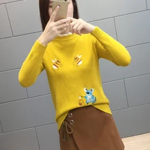 Ugly Christmas Sweater Pull Femme Embroidery Sweater Women 2018 Korean Cute Kawaii Pullover Pink White Jumper Sueter Mujer Knit