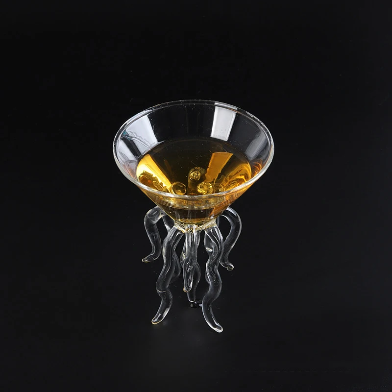 jiulonerst 100 ml Octopus Shaped Cocktail Glass Transparent Jellyfish Glass Cup Juice Glass for Drinking Cocktail Champagne Martini Cold Drink 