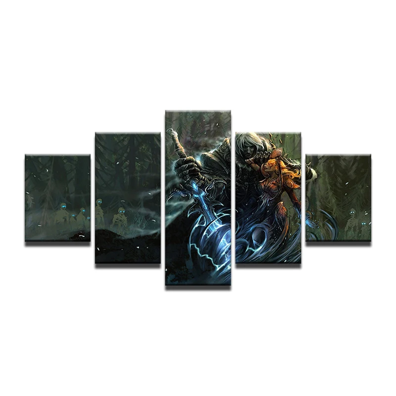 5 Panel World Of Warcraft Game Poster Wall Art Picture Home Decor Living Room Canvas Print Wall