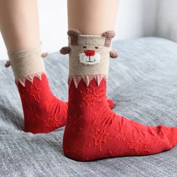

Christmas stockings red natal year red sock cartoon socks christmas gift Autumn and winter new Christmas stockings cotton women