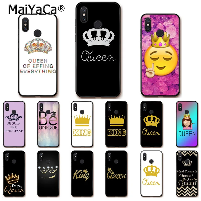 cheap MaiYaCa Princess Queen King crown Black Soft Phone Case for Xiaomi Redmi4X 6A S2 Go Redmi 5 5Plus Note4 Note5 7 Note6Pro