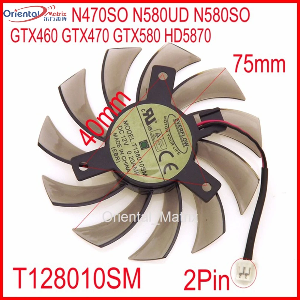 T128010SM 12V 0.2A 2Pin для Gigabyte N470SO N580UD N580SO GTX460 GTX580 HD5870 Графика карты вентилятор охлаждения
