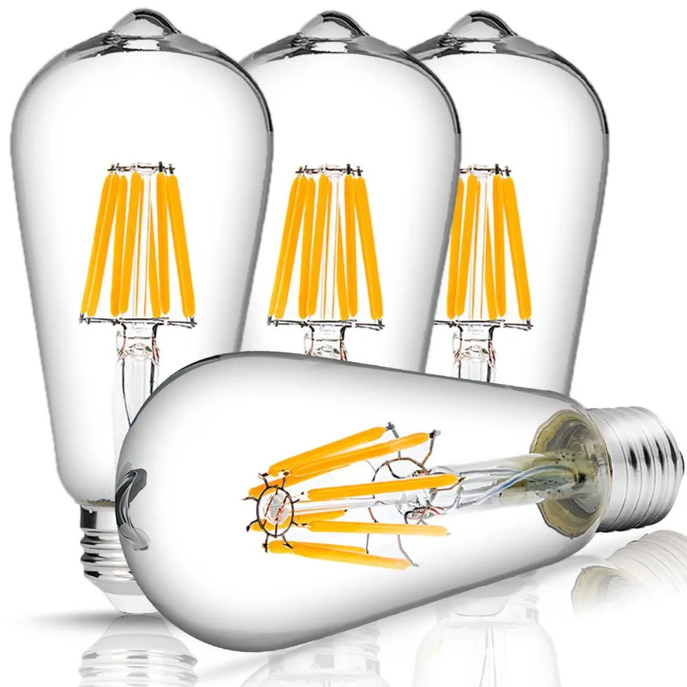 

Dimmable LED ST64 4W 8W Vintage Edison Bulb Lamp E26 E27 LED Filament Light Bulb with Retro Incandescent Appearance