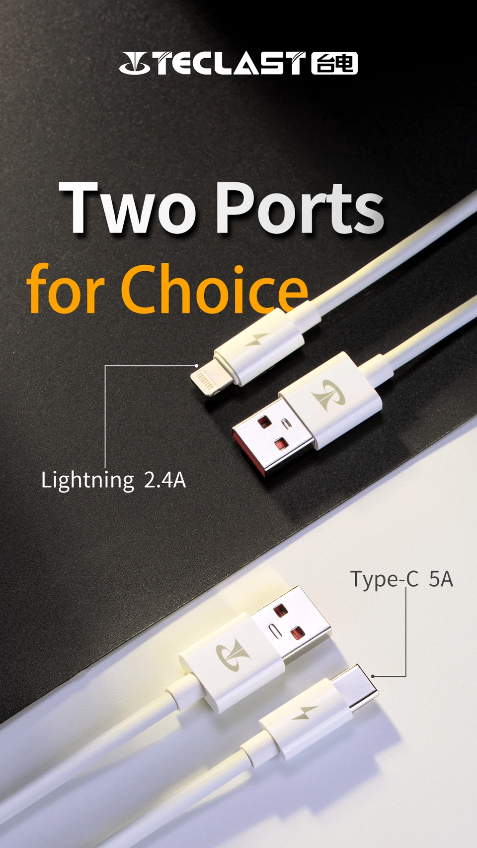 Teclast F12 кабель для быстрой зарядки 1,2 м кабель освещения для iPhone X 8 7 USB кабель type C 5A для huawei mate 20 Honor V10