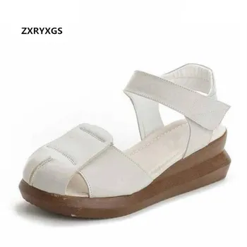 

Best Sale Classic Summer Shoes Woman Wedges Sandals Fashion Geuine Leather Sandals 2020 New Light Comfort Summer Women Sandals