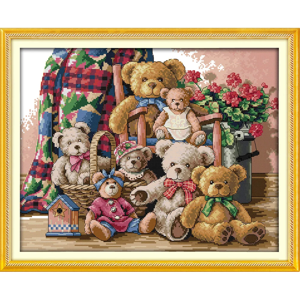 

Everlasting love Christmas Bear family Ecological cotton Chinese cross stitch kits counted stamped New store sales promotion