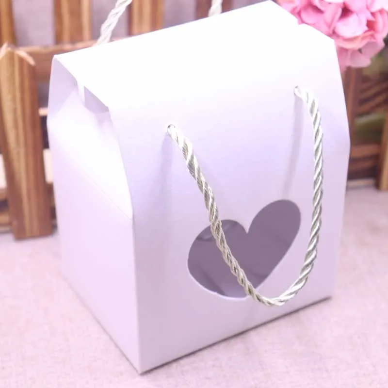 box same as pic Ivoy20pcs бумажные прозрачные отверстия в форме сердца коробка многоцветная Бумага конфеты коробки с ручкой закуски печенье Конфеты Подарочная коробка для свадьбы - Цвет: box same as pic
