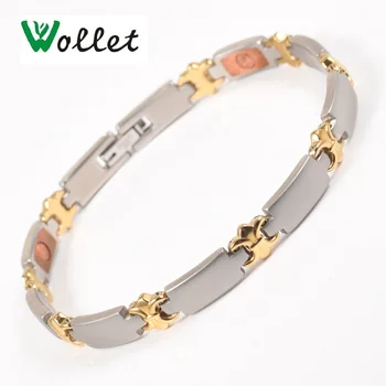 

Wollet Jewerly Health Care Healing Energy Gold Color 316L Stainless Steel Magnetic Bracelet For Women Magnets Circled by Copper