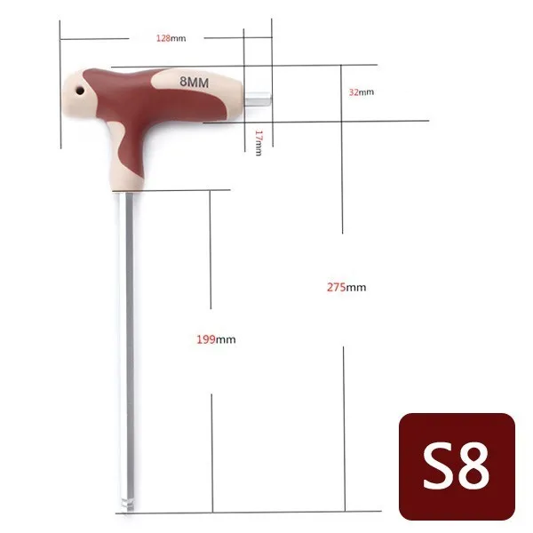 LIJIAN Т-образная ручка Набор шестигранных ключей плоская шаровая Головка аппаратная розетка ручные инструменты Аллен ключ Ремонт прочная отвертка бионический гаечный ключ - Цвет: s8