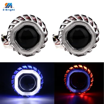 

YM E-Bright 1Set(2PCS) 2.8 Inches HID Bi Xenon Headlight Projector Lens HID Bulb + Angel Eyes 6000K For H1 H4 H7