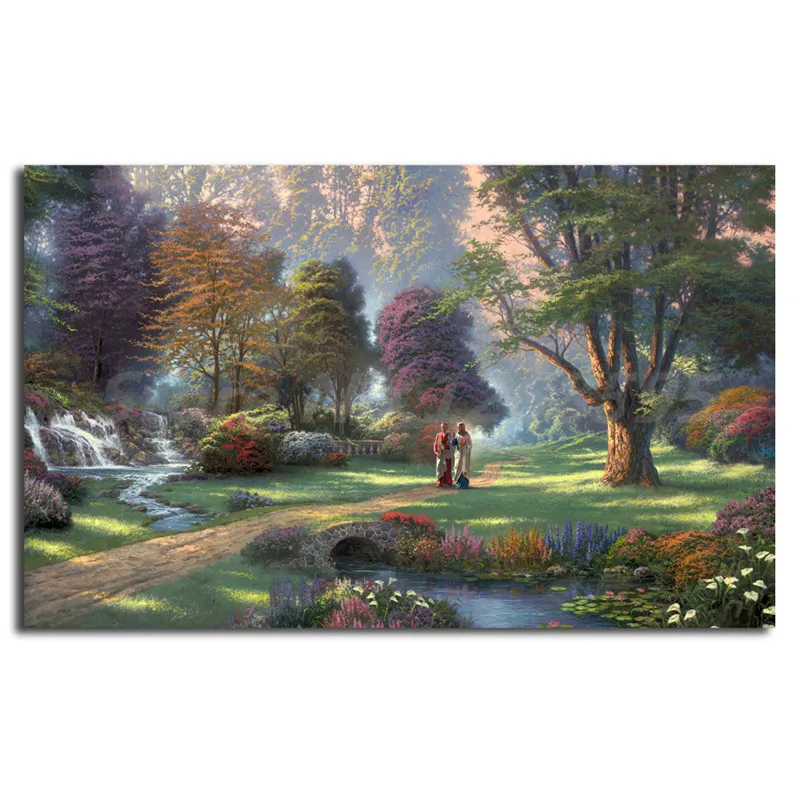 Walk Of Faith Painted By Thomas Kinkade Canvas Painting