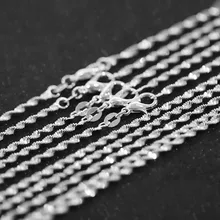 10 шт./лот/партия, мм, 2 мм серебряное ожерелье с двойной волной воды, Мода 925, ювелирные изделия с серебряным покрытием, цепочки 1"-24"