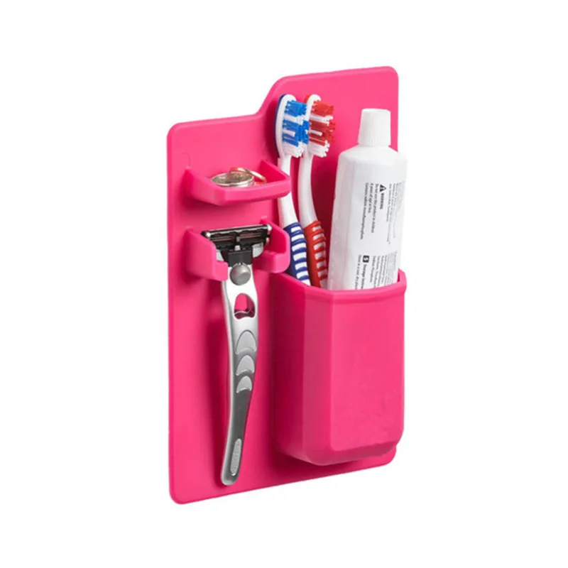 1 шт. силиконовый органайзер для ванной комнаты могучий присоска для зубной щетки держатель зубной пасты силиконовый держатель для зубной щетки для дома ванной комнаты 1 шт - Цвет: Лиловый