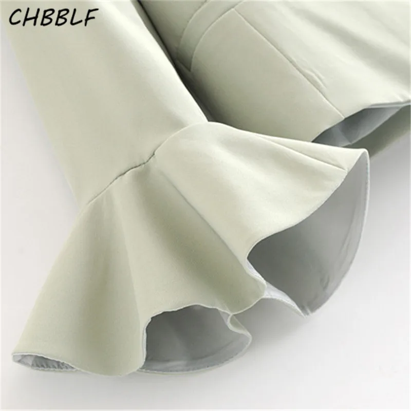CHBBLF элегантные женские короткие модели однотонный Блейзер рукав «фонарик» Зубчатый воротник верхняя одежда Повседневный шик Короткие
