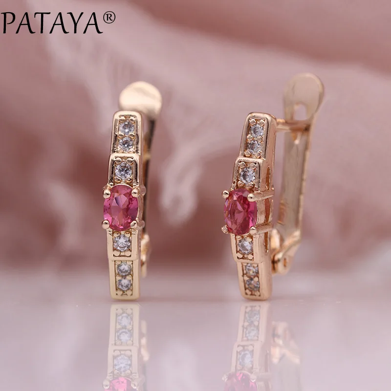 PATAYA New Oval Green Earrings Women Fashion Wedding Cute Fine Jewelry 585 Rose Gold Multicolor Natural Zircon Dangle Earrings - Image 5