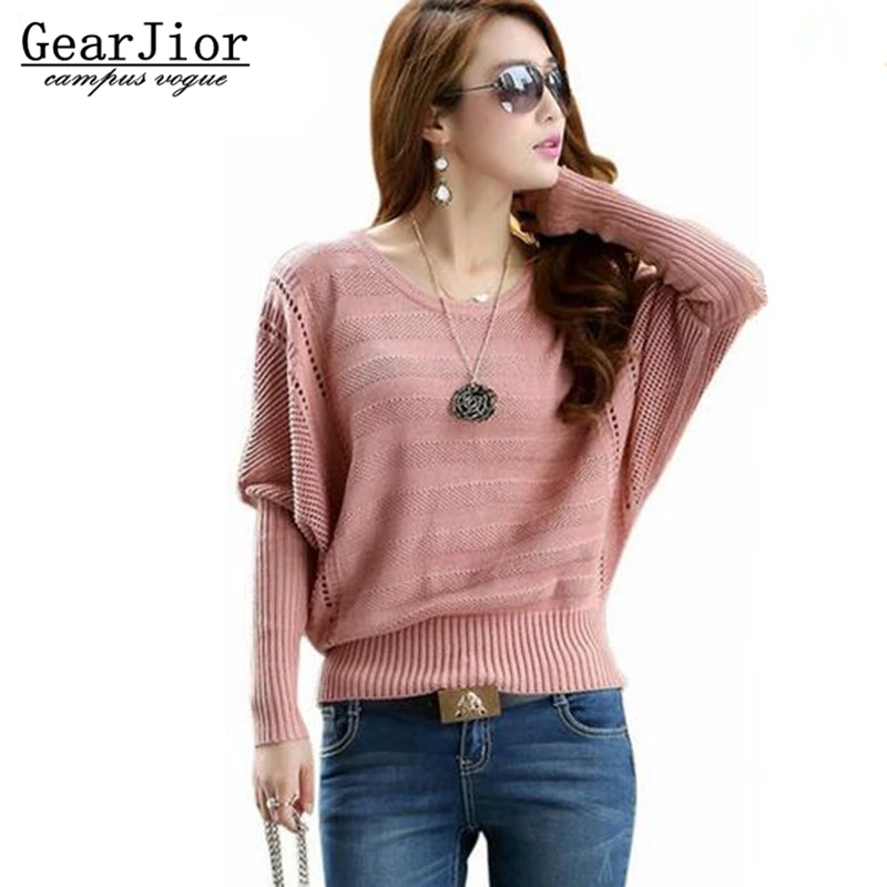 2016 spring autumn womens knit pullover batwing shirt Hollow out long-sleeve o-neck sweater female sweaters