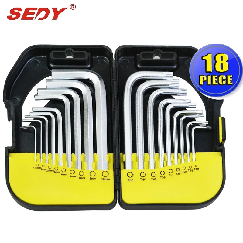 

2016 New 18PC Metric Combination Allen Hex Torx Star Wrench Key Set