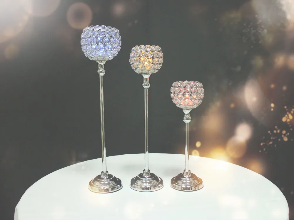 20pcs/Lot Three size Wedding Candlestick Crystal globe Votive Candle