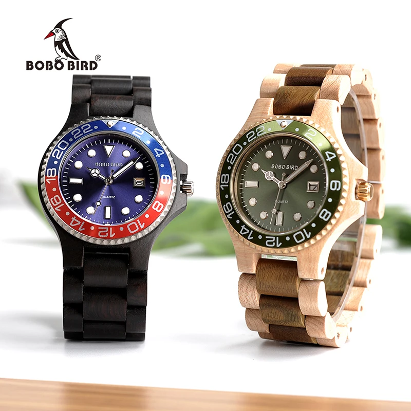 BOBO BIRD 2017 Luxury Brand Wooden Quartz Watches With Sparkling Calendar Display Mens Watch Top Brand Wristwatch relogio C-O25