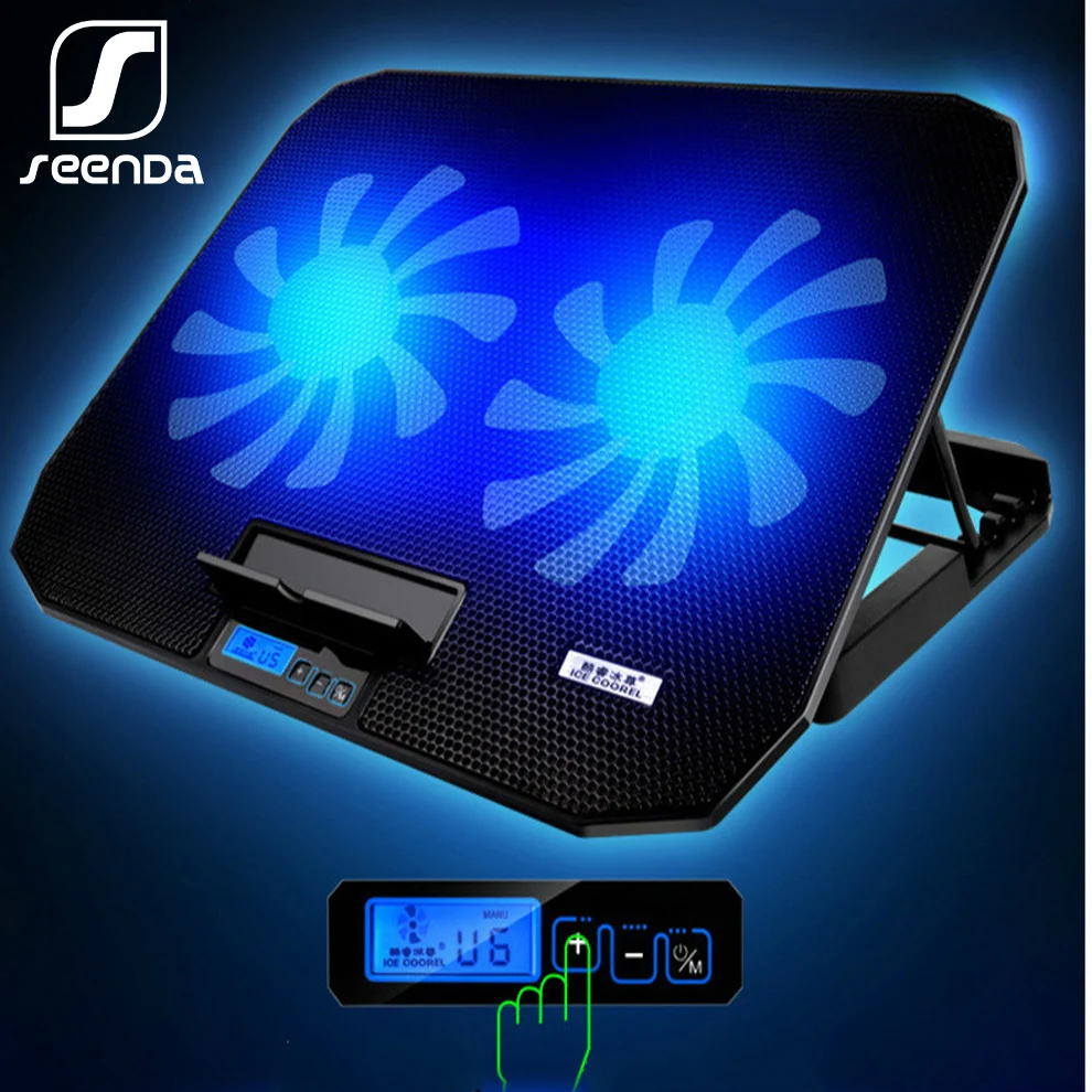 

SeenDa Laptop Cooler Cooling Pad 2 USB Ports and Two Cooling Fan Adjustable Speed Notebook Stand for 12-15.6 inch