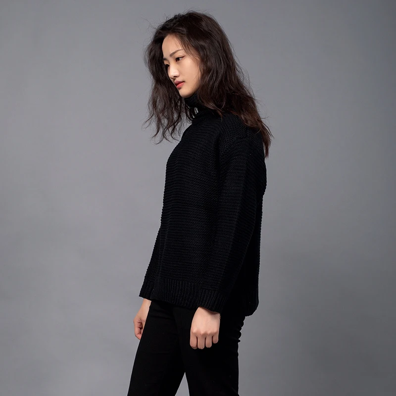 AOTEMAN Spring Winter Sweater Women Fashion Casual Solid Turtleneck Sweater Vintage Loose Long Sleeve Knitted Pullover Sweaters