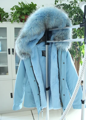 Женская зимняя куртка с капюшоном большим воротником из меха енота|winter jacket coat